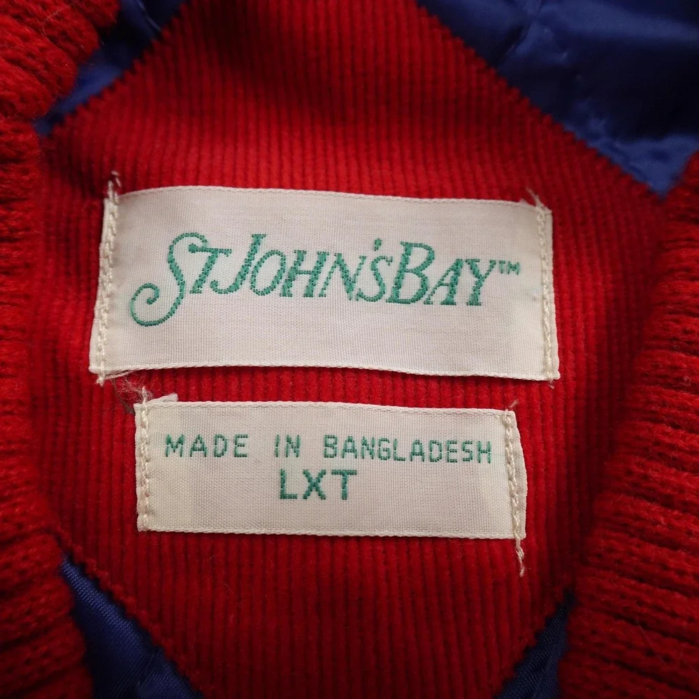 VTG St Johns Bay Vest Mens LT Red Corduroy Sleeveless Bomber‎ Full Zip Outdoor